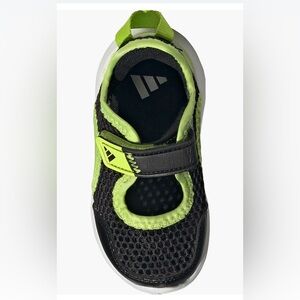 Adidas Kids Black and Neon Green Sneakers
